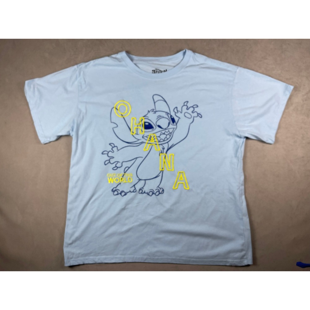 Disney Stitch Ohana Out Of This World Graphic T-Shirt XXL Freshwater Blue Tee